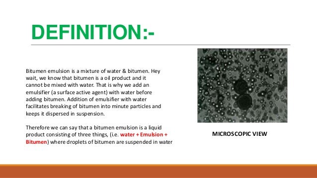 bitumen emulsion in bitumen pavement