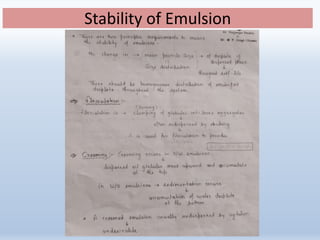 Stability of Emulsion
 