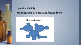 Emulsion stability
Mechanisms of emulsion breakdown
 