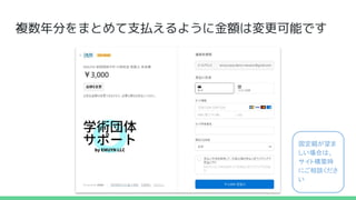 複数年分をまとめて支払えるように金額は変更可能です
固定額が望ま
しい場合は、
サイト構築時
にご相談くださ
い
 