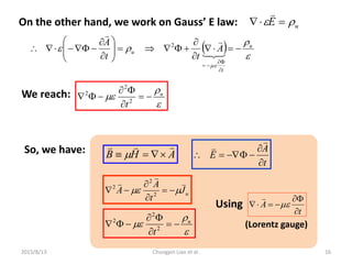 2015/8/13 Chungpin Liao et al. 16
On the other hand, we work on Gauss’ E law: uE  

  



u
t
u A
tt
A

...