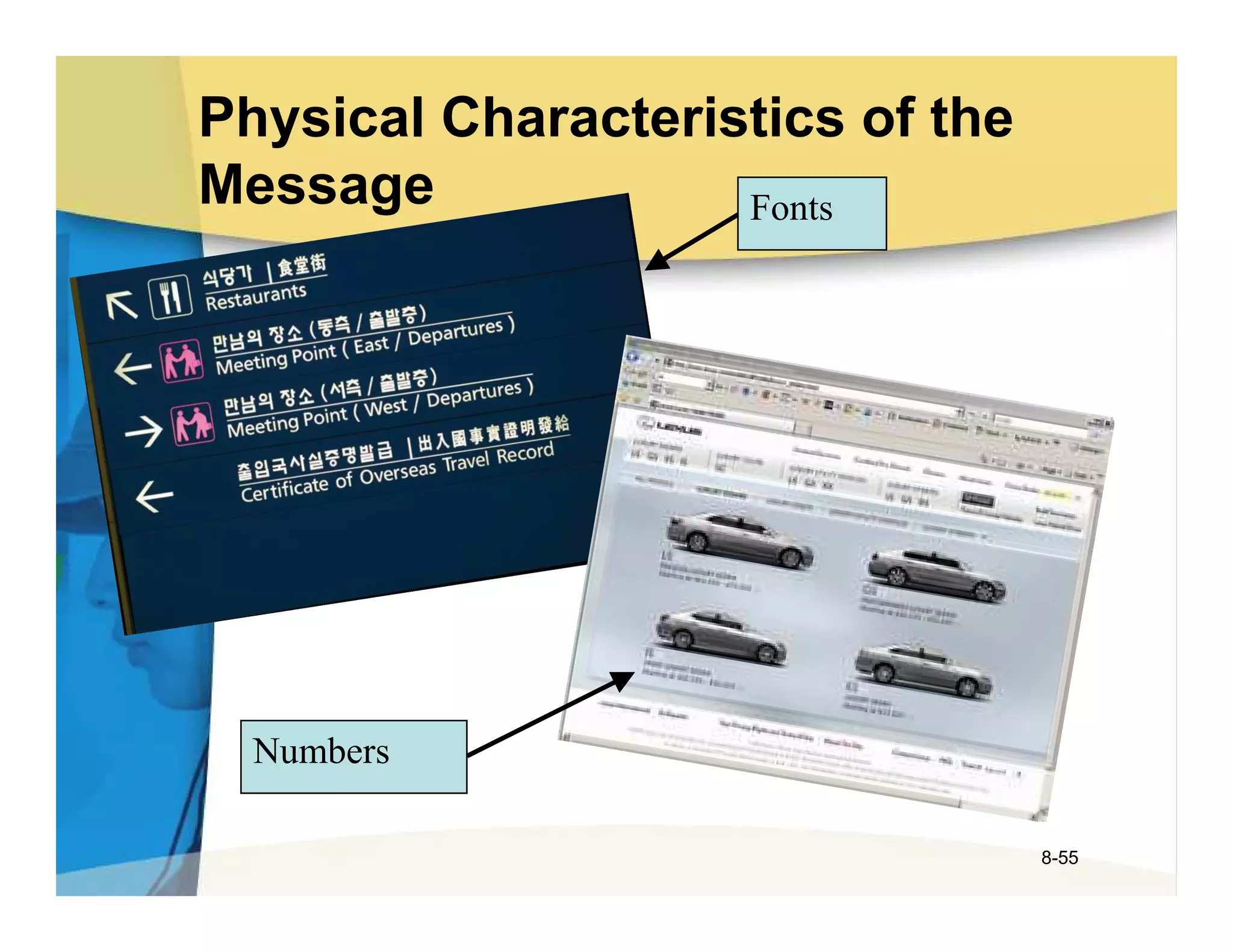 Physical Characteristics of the
Message             Fonts




  Numbers

                                  8-55
 