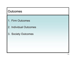 Outcomes

1. Firm Outcomes

2. Individual Outcomes

3. Society Outcomes




                         1-64
 
