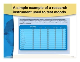 A simple example of a research
instrument used to test moods




                                 10-67
 