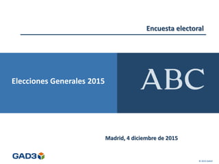 Encuesta electoral
Madrid, 4 diciembre de 2015
© 2015 GAD3
Elecciones Generales 2015
 
