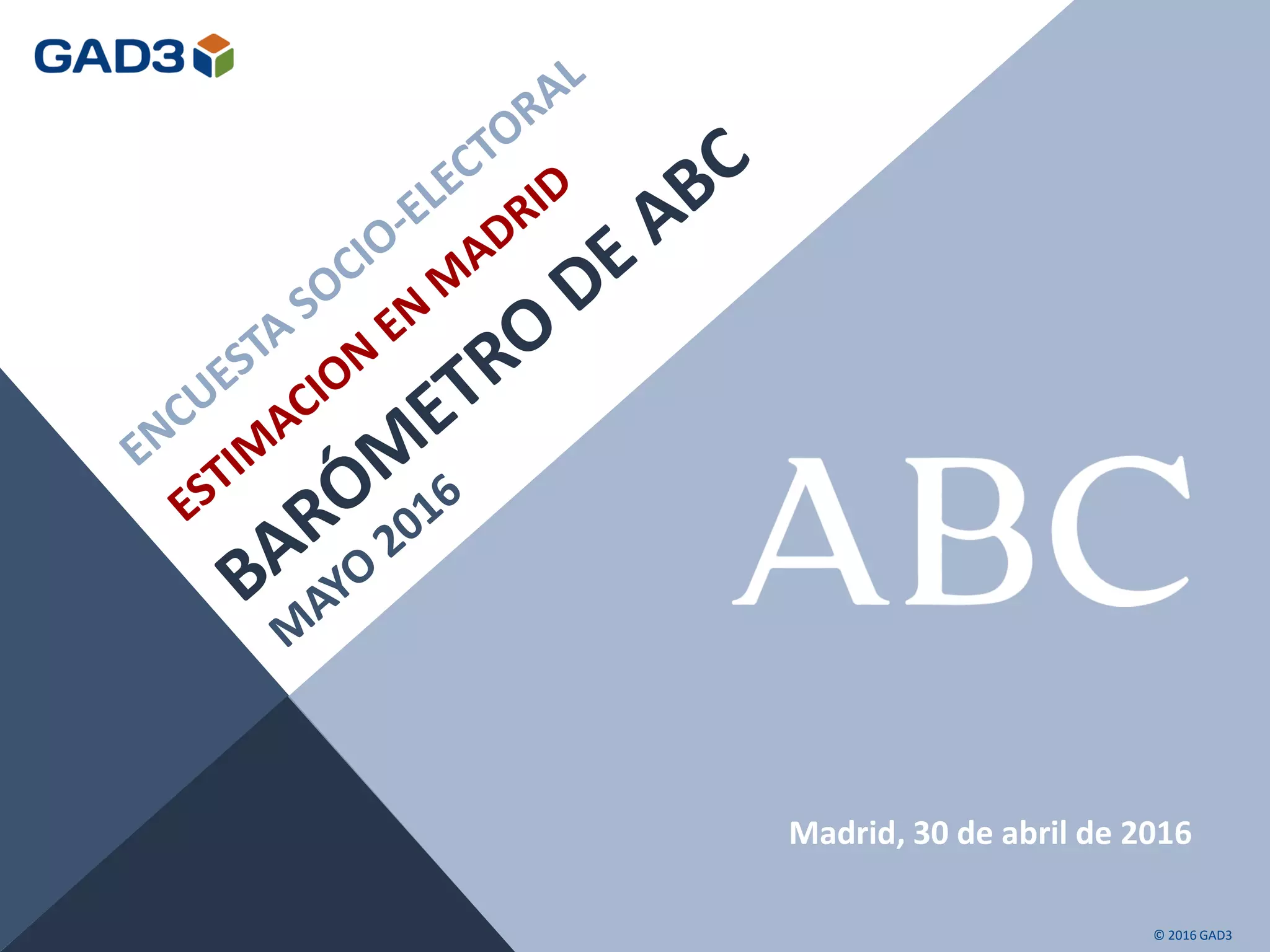 Madrid, 30 de abril de 2016
© 2016 GAD3
 