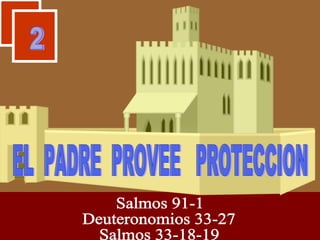 EL  PADRE  PROVEE  PROTECCION Salmos 91-1 Deuteronomios 33-27 Salmos 33-18-19 2 