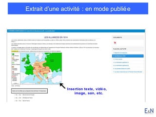 Extrait d’une activité : en mode publié e

Insertion texte, vidé o,
image, son, etc.

 