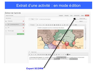 Extrait d’une activité : en mode é dition

Export SCORM

 