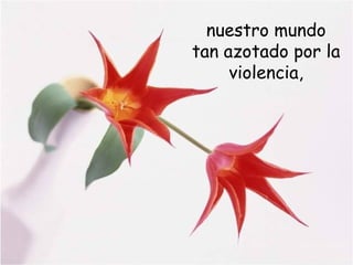 nuestro mundo
tan azotado por la
violencia,