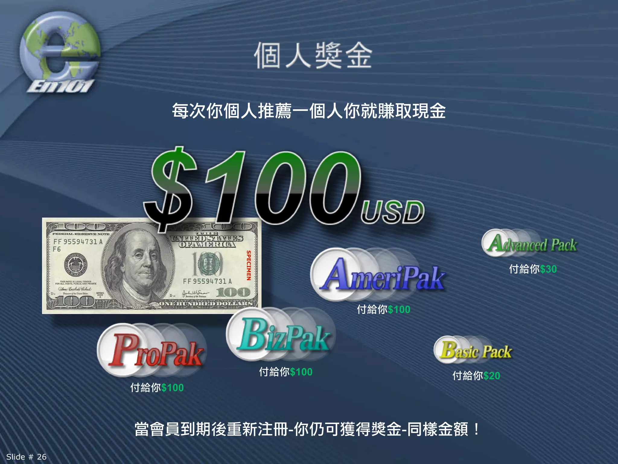 SPECIMEN



                                                   $30


                                      $100




                               $100          $20
             $100



                               -        -
Slide # 26
 