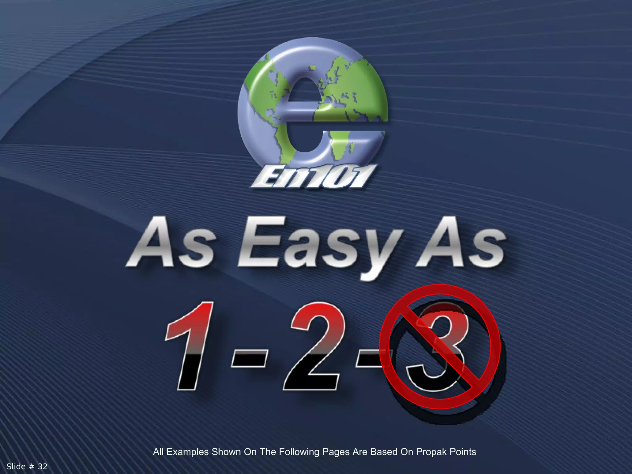 All Examples Shown On The Following Pages Are Based On Propak Points  Slide # 32 