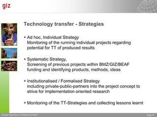 The Advisory Service on Agricultural Research for Development (BEAF)