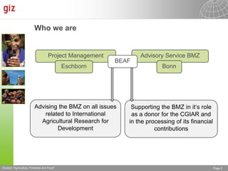The Advisory Service on Agricultural Research for Development (BEAF)