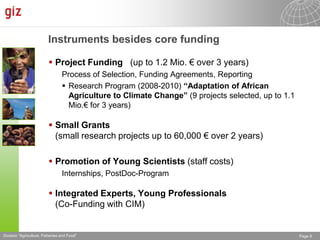 The Advisory Service on Agricultural Research for Development (BEAF)