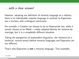 Esperanto and Minority Languages
