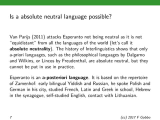 Lincos Language Is Esperanto a neutral language? The political paradoxes of the ...