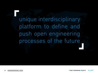 unique interdisciplinary
platform to define and
push open engineering
processes of the future
ENGINEERING 2050 IV_20172
 