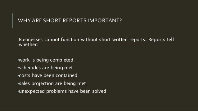 Writing short and long reports