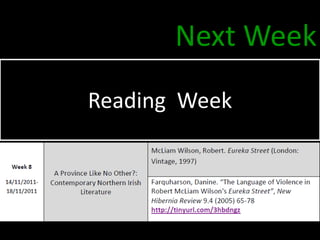 Next Week
Reading Week
 