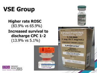 VSE Group
Higher rate ROSC
(83.9% vs 65.9%)
Increased survival to
discharge CPC 1-2
(13.9% vs 5.1%)
 