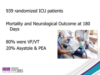 939 randomized ICU patients
Mortality and Neurological Outcome at 180
Days
80% were VF/VT
20% Asystole & PEA
 