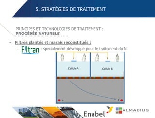 5. STRATÉGIES DE TRAITEMENT
• Filtres plantés et marais reconstitués :
– : spécialement développé pour le traitement du N
PRINCIPES ET TECHNOLOGIES DE TRAITEMENT :
PROCÉDÉS NATURELS
 