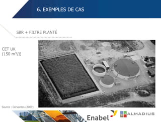 6. EXEMPLES DE CAS
SBR + FILTRE PLANTÉ
CET UK
(150 m³/j)
Source : Cervantes (2009)
 