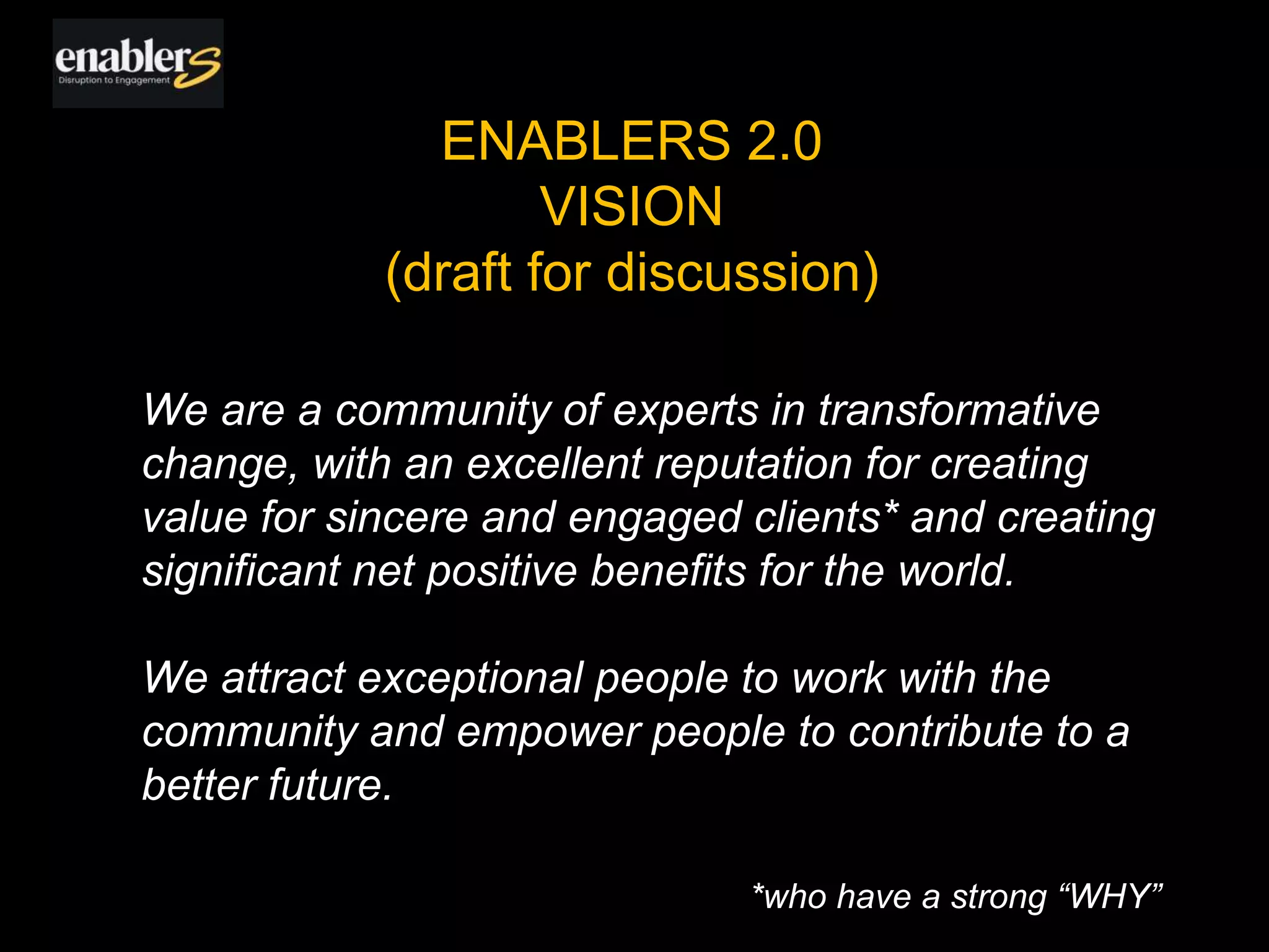 Enablers Mission Vision & Values | PPTX