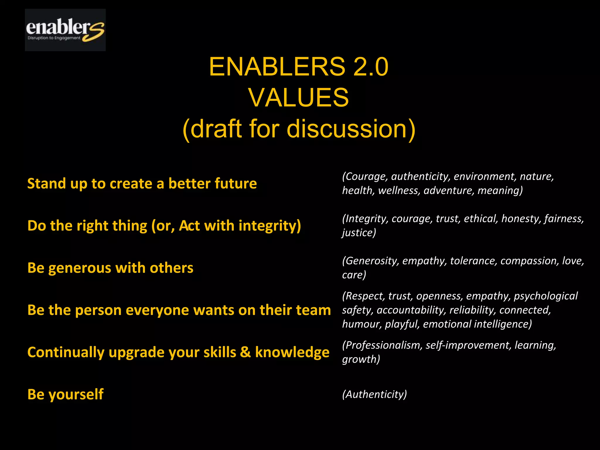 Enablers Mission Vision & Values | PPTX
