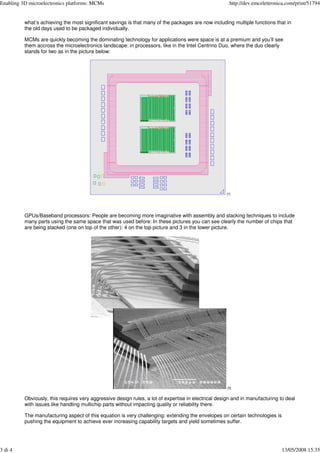 Enabling 3d Microelectronics Platforms  Mcms