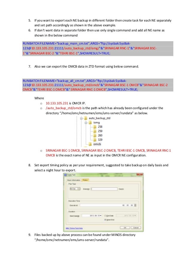enabling auto backup of ztd files using omcr timing task ztd