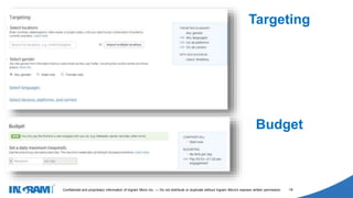 1405002
Confidential and proprietary information of Ingram Micro Inc. — Do not distribute or duplicate without Ingram Micro's express written permission. 18
Targeting
Budget
 