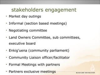 Community mobilization, design and partnership arrangements in conservancies