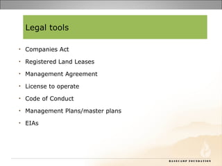 Community mobilization, design and partnership arrangements in conservancies