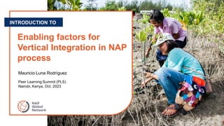 Enabling factors for
Vertical Integration in NAP
process
INTRODUCTION TO
Mauricio Luna Rodríguez
Peer Learning Summit (PLS)
Nairobi, Kenya, Oct. 2023
 