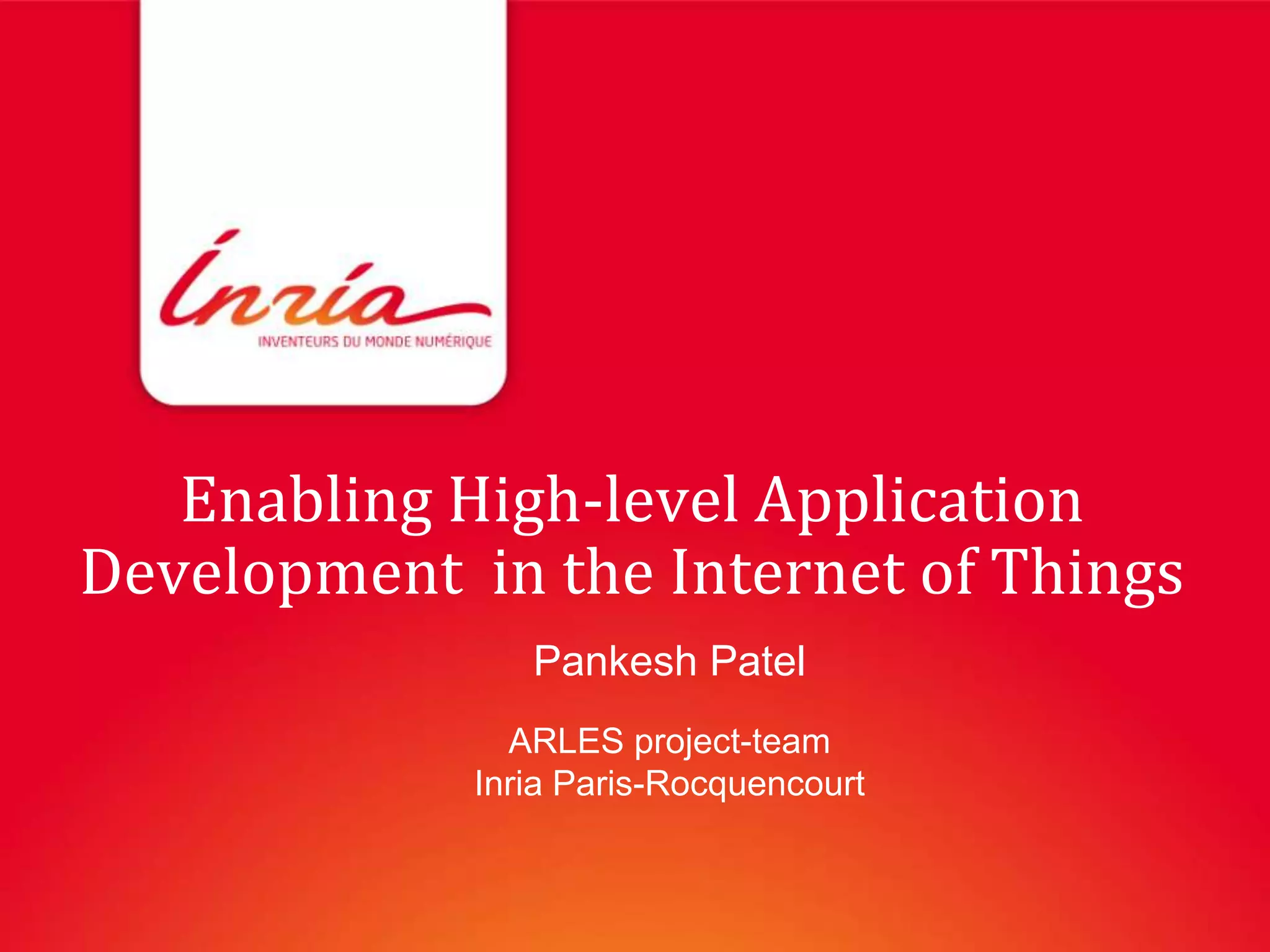 Enabling High Level Application Development In The Internet Of Things | PPT image.