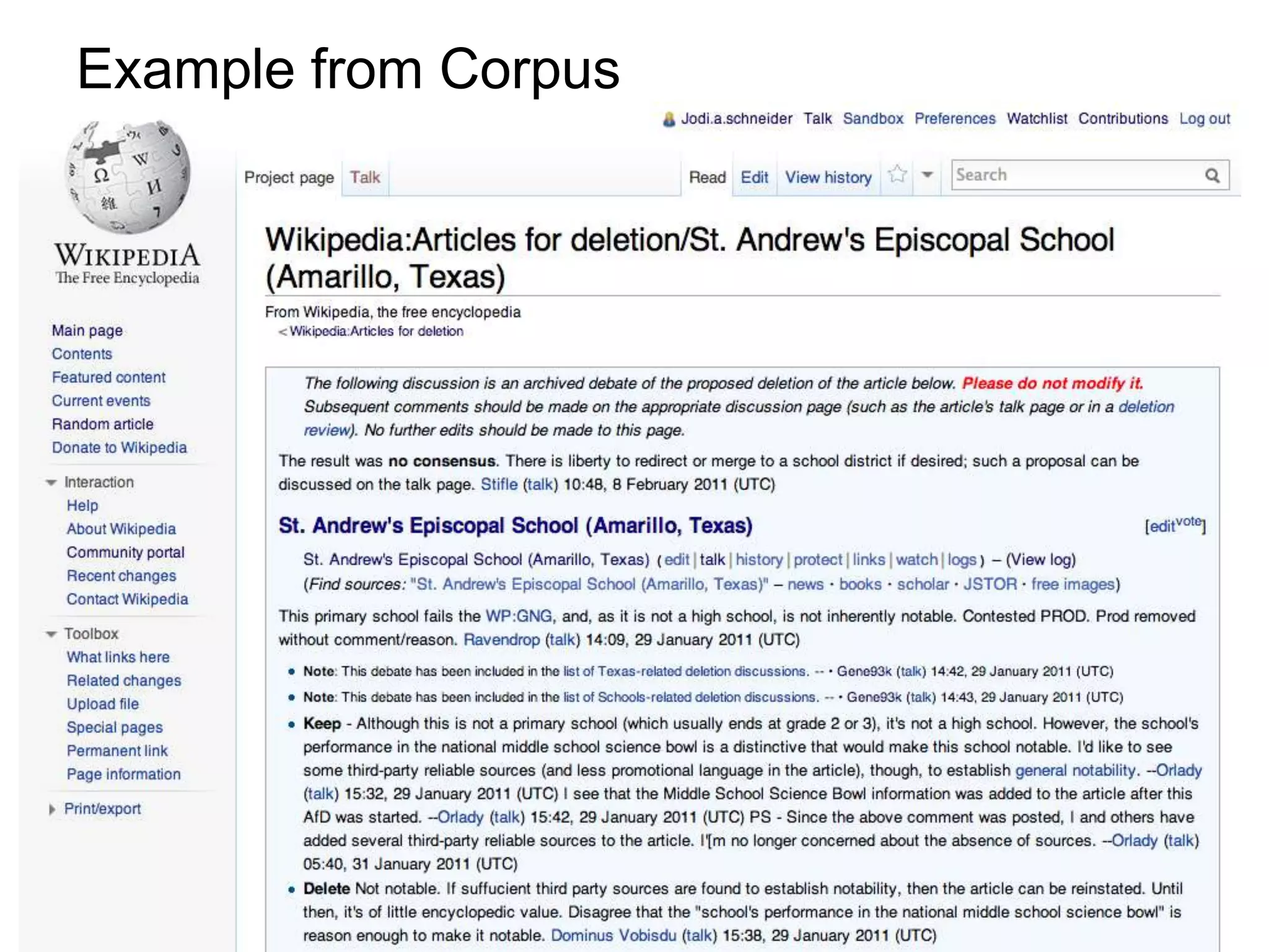 Example from Corpus
 