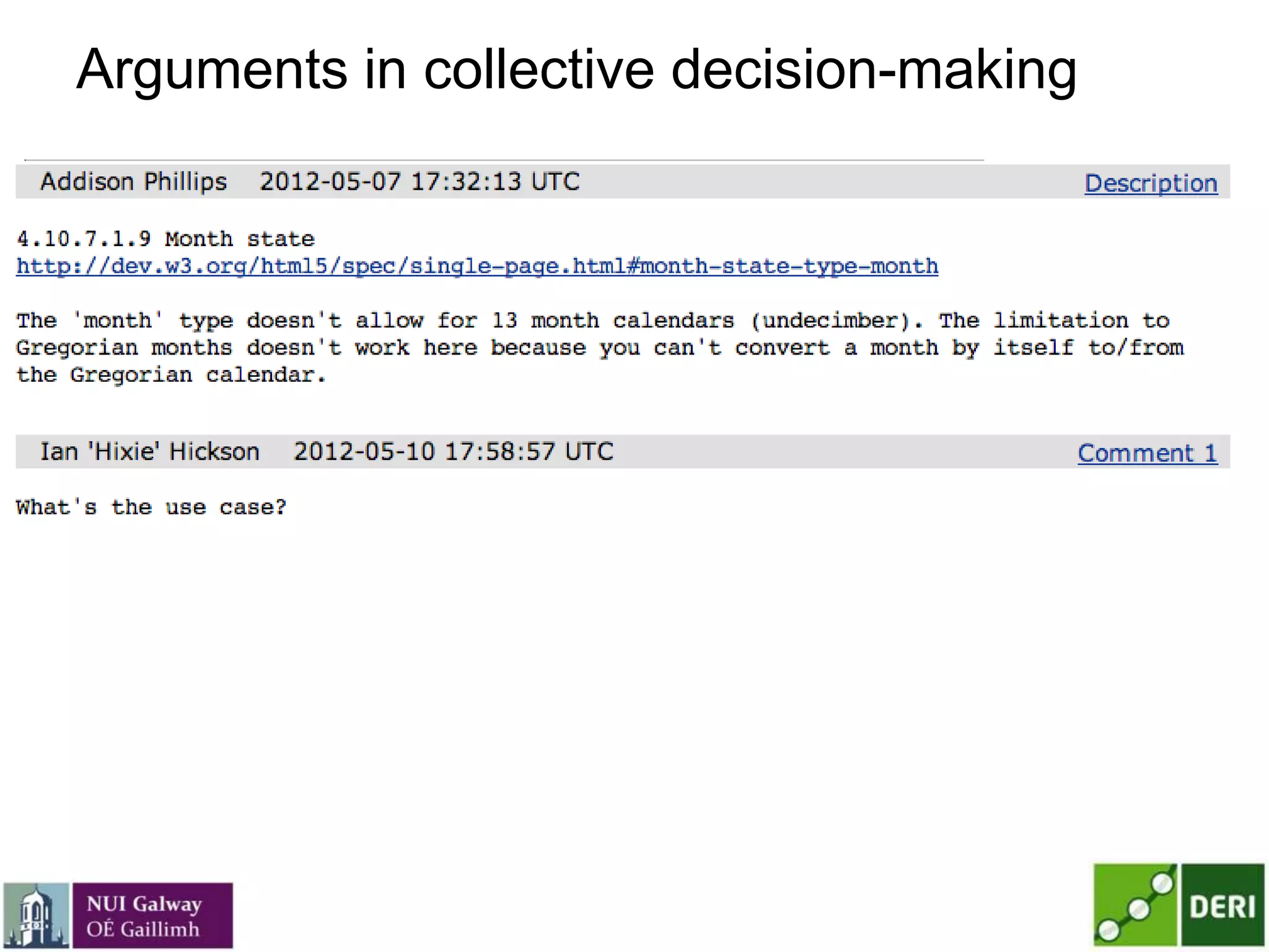 Arguments in collective decision-making
 