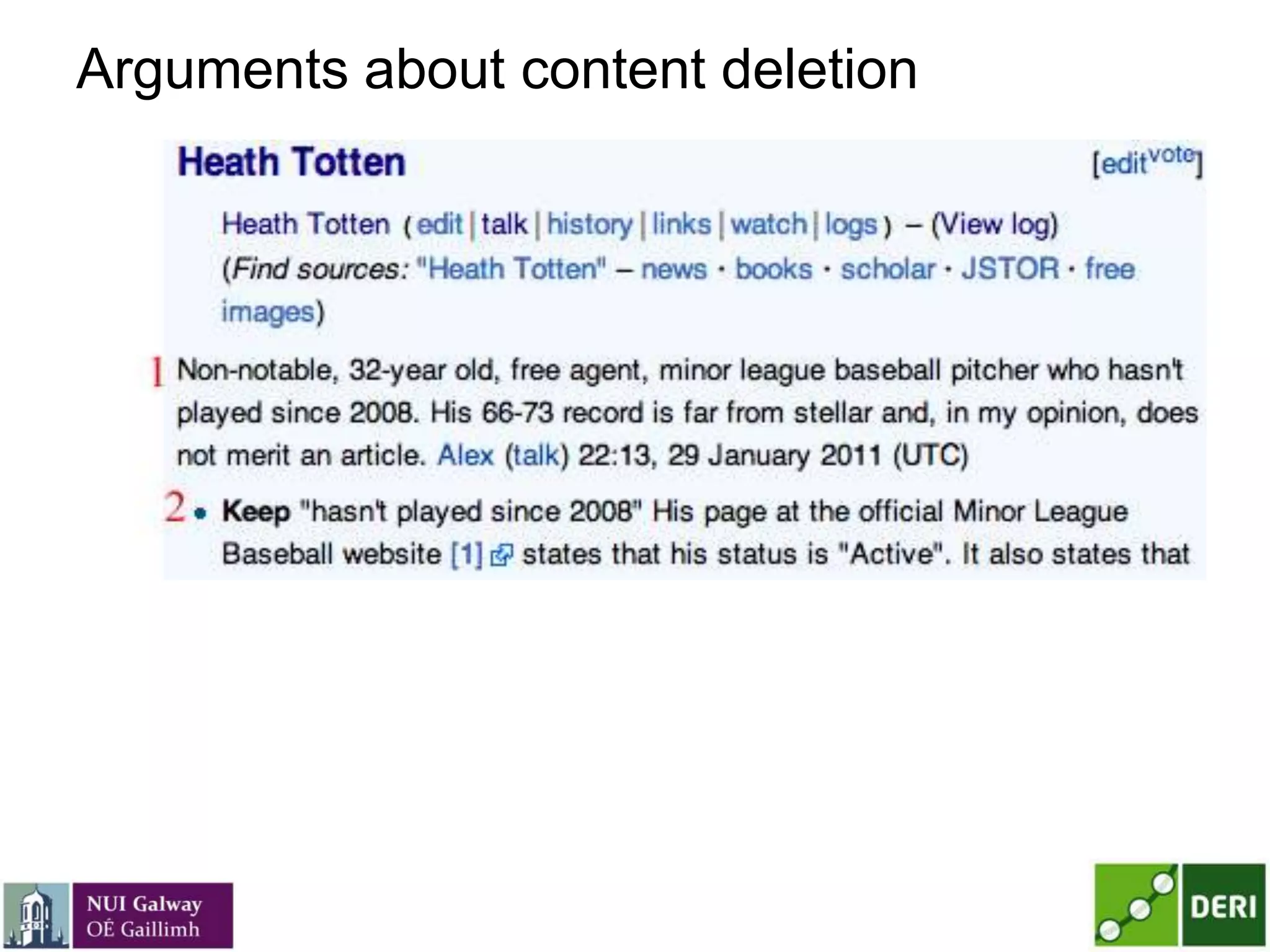 Arguments about content deletion
 