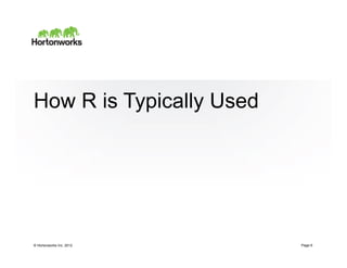 © Hortonworks Inc. 2012
How R is Typically Used
Page 6
 