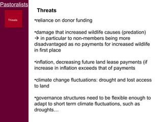 Participatory SWOT analysis of institutional arrangements in the conservancies