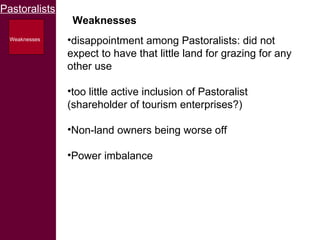 Participatory SWOT analysis of institutional arrangements in the conservancies