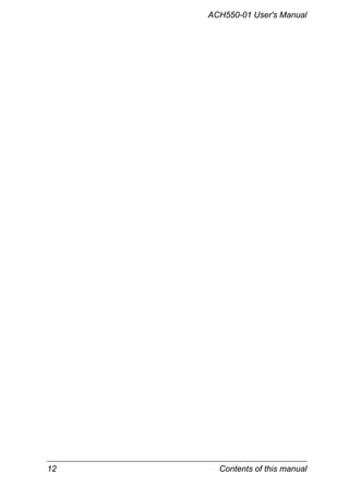 12 Contents of this manual
ACH550-01 User's Manual
 