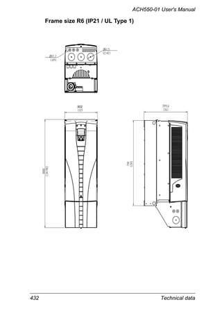 432 Technical data
ACH550-01 User's Manual
Frame size R6 (IP21 / UL Type 1)
302
 