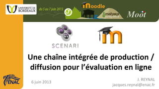 Une chaîne intégrée de production /
diffusion pour l’évaluation en ligne
6 juin 2013
J. REYNAL
jacques.reynal@enac.fr
 