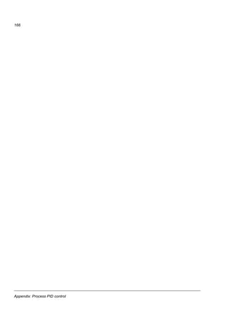 Appendix: Process PID control
164
PID sleep functionality
The block diagram below illustrates the sleep function enable/disable logic. The
sleep function can be put into use only when the PID control is active.
Example
The time scheme below visualizes the operation of the sleep function.
1) 1 = Activate sleeping
0 = Deactivate sleeping
%refActive: The % reference (EXT REF2) is in use. See parameter 1102 EXT1/EXT2 SEL.
PIDCtrlActive: Parameter 9902 APPLIC MACRO = 6 (PID CONTROL).
modulating: Drive IGBT control is operating.
SelectCompare
12 Delay
t
1
2
NOT SEL
DI1 And
%refActive
PIDCtrlActive
modulating
NOT SEL
INTERNAL
DI1
Delay
t
INTERNAL
Select
.
.
.
.
.
.
Compare
12
1
2
Set/Reset
S
R
S/R
1)
4023
4022
4024
4022 4026
0132
4025
output
frequency
t
t
ttd td
Wake-up deviation
(4025)
Actual value
Wake-up delay
(4026)
td = Sleep delay (4024)
Sleep
level
(4023)
Motor speed
Stop Start
Control panel
display:
PID
SLEEP
 