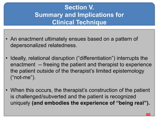 Section V.
Summary and Implications for
Clinical Technique
40
• An enactment ultimately ensues based on a pattern of
deper...