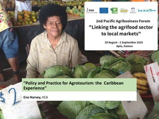 “Policy and Practice for Agrotourism: the Caribbean
Experience”
Ena Harvey, IICA
 