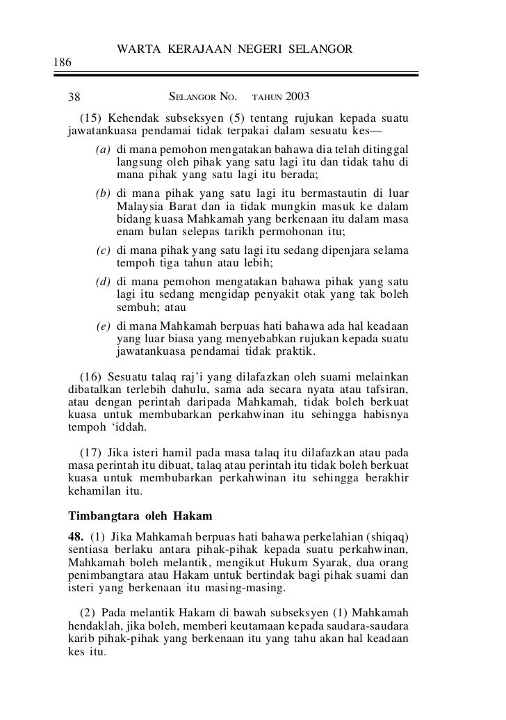 Enakmen Undng2 Keluarga Islam Selangoor 2003